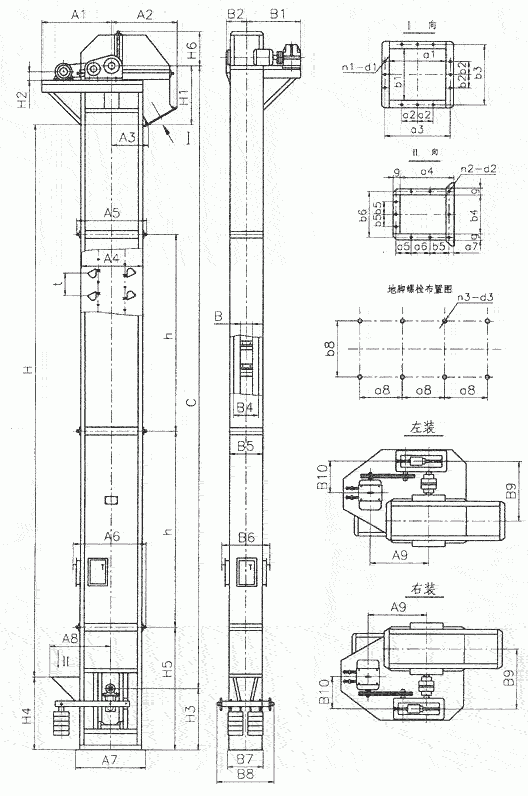 常見的TD、TH、NE斗提機(jī)標(biāo)準(zhǔn)地腳孔參數(shù)